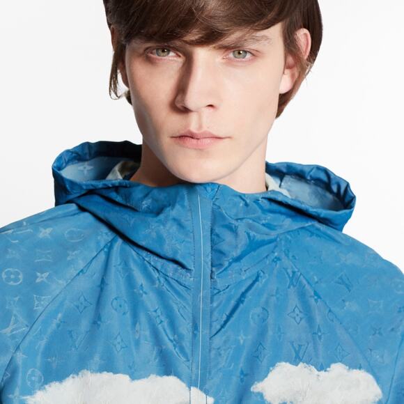 Louis Vuitton Virgil Abloh Monogram Cloud Blue Logo Anorak Windbreaker Jacket 48 - Picture 7 of 16